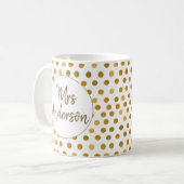 Mug Mme, Pois Gold Glliter, Personnalisé (Devant gauche)
