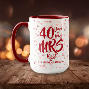 Mug Mme Right Fun 40e anniversaire de la Mariage de Ru