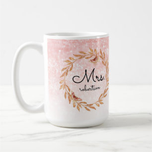 Mug Mme Rose Papillon Doré Rose Pailleté Baby Shower