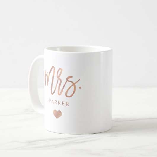 Mug Mme | Script Rose or avec coeur (Devant gauche)