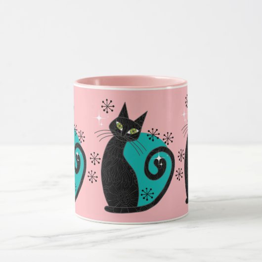 Mug Mmilieu du siècle moderne Atomique Chat Retro Adre (Centre)