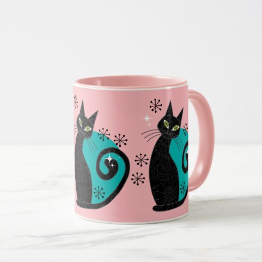 Mug Mmilieu du siècle moderne Atomique Chat Retro Adre (Devant droit)