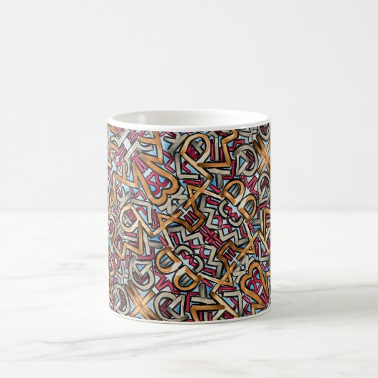 Mug Mocha Red Gray Geometric-Abstract Pattern (Centre)