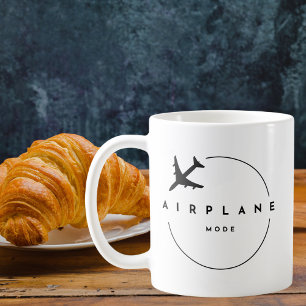 Mug Mode Avion, Voyage, Script Minimaliste, Aviation