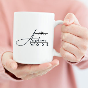 Mug Mode Avion, Voyage, Script Minimaliste, Aviation