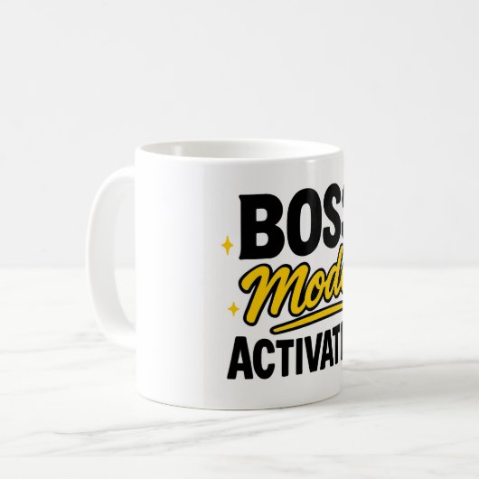 Mug Mode Boss Activé" Metallic Gold Motivational (Devant gauche)