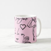 Mug Mode, calligraphie, Tour Eiffel, lèvres (Devant droit)