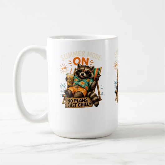 Mug Mode Été ACTIVÉ – Pas de Plans, Juste Détente 🦝☕ (Gauche)