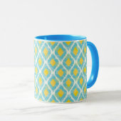 Mug Mode tribal moderne ikat blue-jaunat (Devant droit)