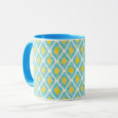 Mug Mode tribal moderne ikat blue-jaunat (Devant gauche)