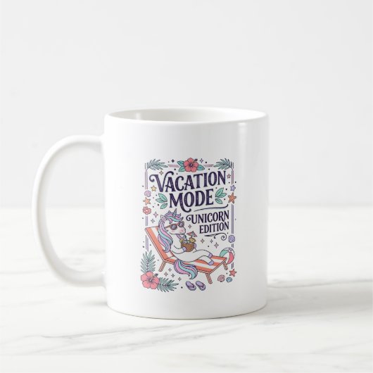 Mug Mode Vacances Licorne Édition Licorne Adorable App (Gauche)