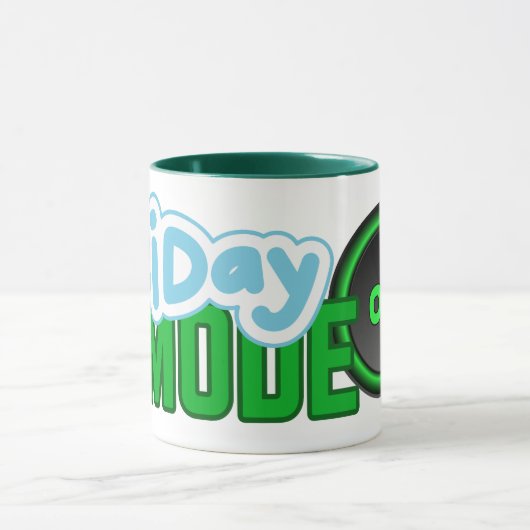 Mug Mode Vendredi : Activé – Humour de Bureau Casual F (Centre)