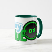Mug Mode Vendredi : Activé – Humour de Bureau Casual F (Devant droit)