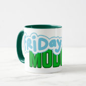 Mug Mode Vendredi : Activé – Humour de Bureau Casual F (Devant gauche)
