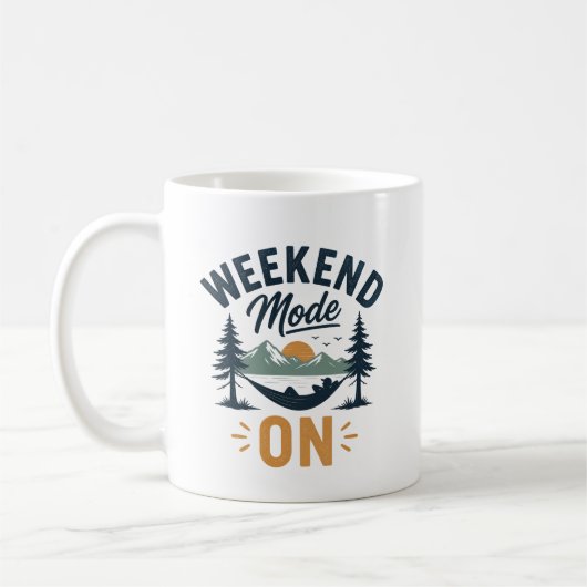 Mug Mode week-end activé Relaxation au coucher de sole (Gauche)