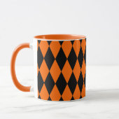 Mug Modèle à carreaux diamants Harlequin noir orange (Gauche)