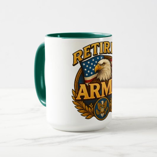 Mug Modèle ARMY Retraité avec drapeau et aigle (Devant gauche)