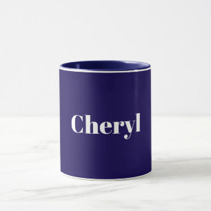 Mug Modèle Bleu Marine, Texte Blanc, Personnalisable,