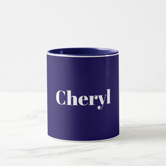 Mug Modèle Bleu Marine, Texte Blanc, Personnalisable, (Centre)