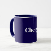 Mug Modèle Bleu Marine, Texte Blanc, Personnalisable, (Devant gauche)
