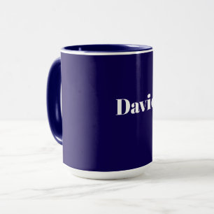 Mug Modèle Bleu Marine, Texte Blanc, Personnalisable,