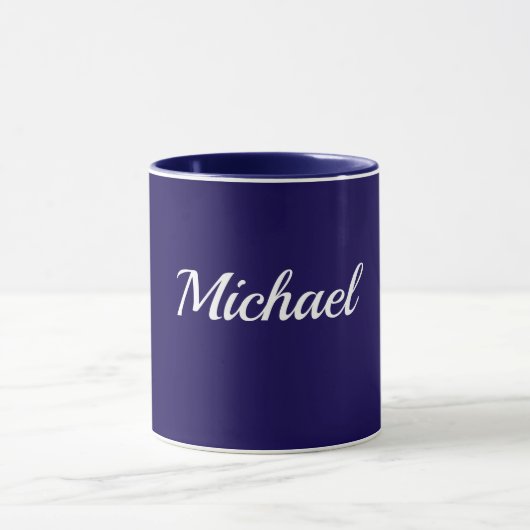 Mug Modèle Bleu Marine, Texte Blanc, Personnalisable, (Centre)