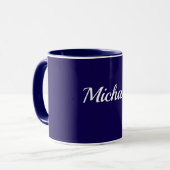 Mug Modèle Bleu Marine, Texte Blanc, Personnalisable, (Devant gauche)