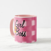 Mug Modèle carreaux rose patronne (Devant gauche)