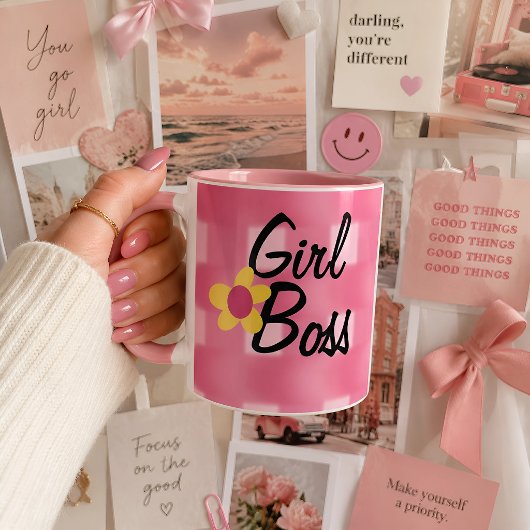 Mug Modèle carreaux rose patronne