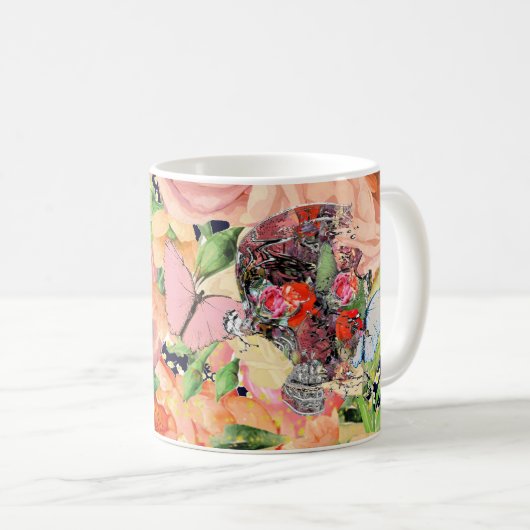 Mug Modèle crâne floral (Devant droit)