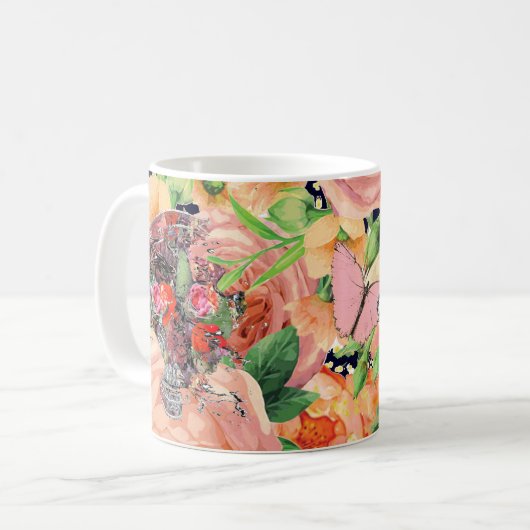 Mug Modèle crâne floral (Devant gauche)