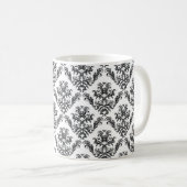 Mug Modèle Damask, Damask français, noir et blanc (Devant droit)