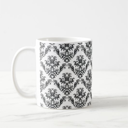 Mug Modèle Damask, Damask français, noir et blanc (Gauche)