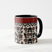 Mug Modèle d'art populaire traditionnel ukrainien vush (Devant droit)