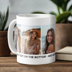 Mug Modèle de 5 photos Texte minimaliste moderne sous 