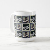 Mug Modèle de carrés à patchwork bleu à deux photos (Devant gauche)