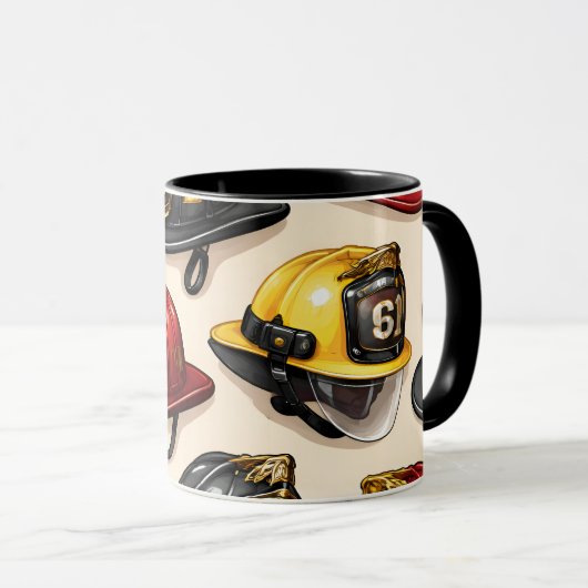 Mug Modèle de casque de pompier de titre caserne des p (Devant droit)