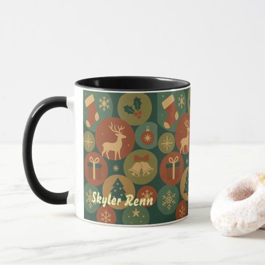 Mug Modèle de cercles de Noël (Avec donut)