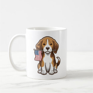 Mug Modèle de chemise vintage chiot Beagle drapeau amé