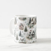 Mug Modèle de chute de neige de cottage d'hiver (Devant gauche)