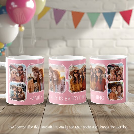 Mug Modèle de collage photo 6 Modern Memory rose C51