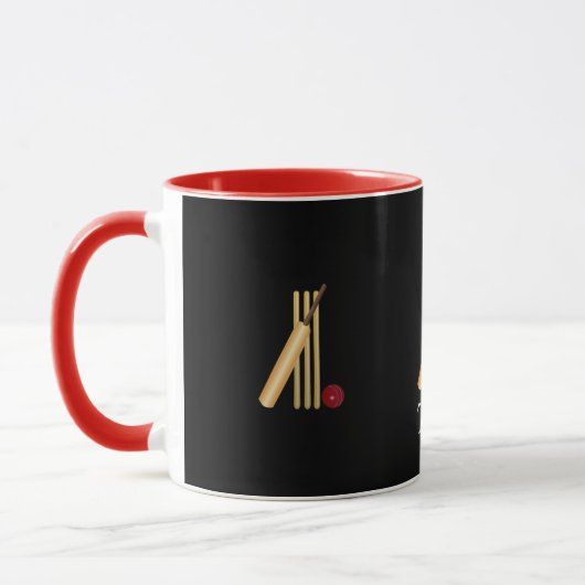 Mug Modèle de cricket, d'osier, de batte et de balle (Gauche)