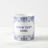 Mug Modèle de damas fleuri - bleu (Centre)