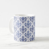 Mug Modèle de damas fleuri - bleu (Devant gauche)