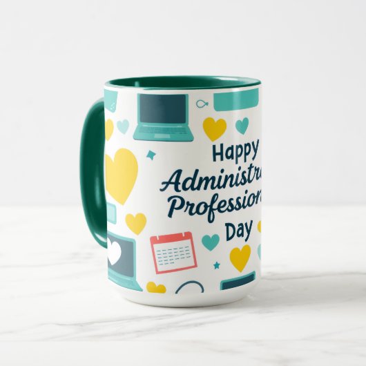 Mug Modèle de jour administratif avec des icônes de bu (Devant gauche)