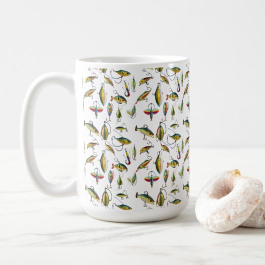 Mug Modèle de lot de leurres de pêche (Avec donut)