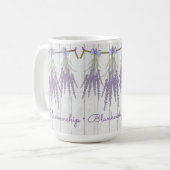 Mug Modèle de monogramme à fleurs de lavande rustique (Devant gauche)