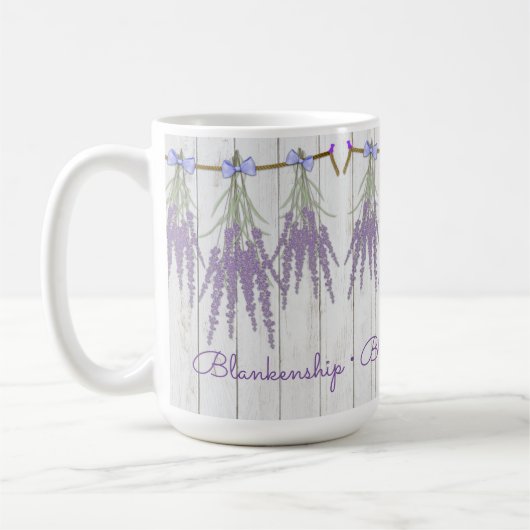 Mug Modèle de monogramme à fleurs de lavande rustique (Gauche)