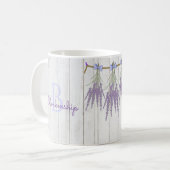 Mug Modèle de monogramme à fleurs de lavande rustique (Devant gauche)