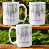 Mug Modèle de monogramme à fleurs de lavande rustique